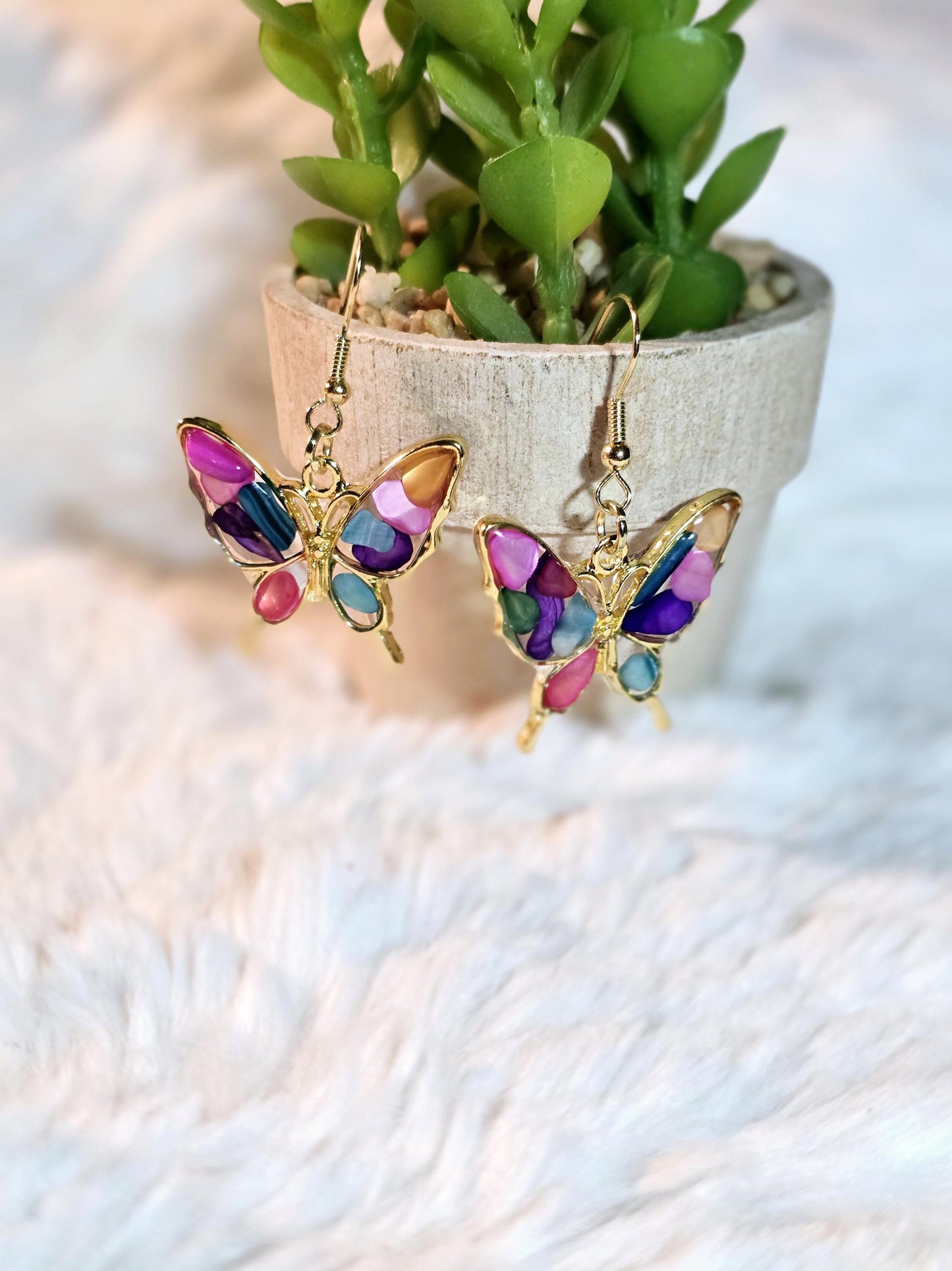 Multi-colored Butterfly Earrings