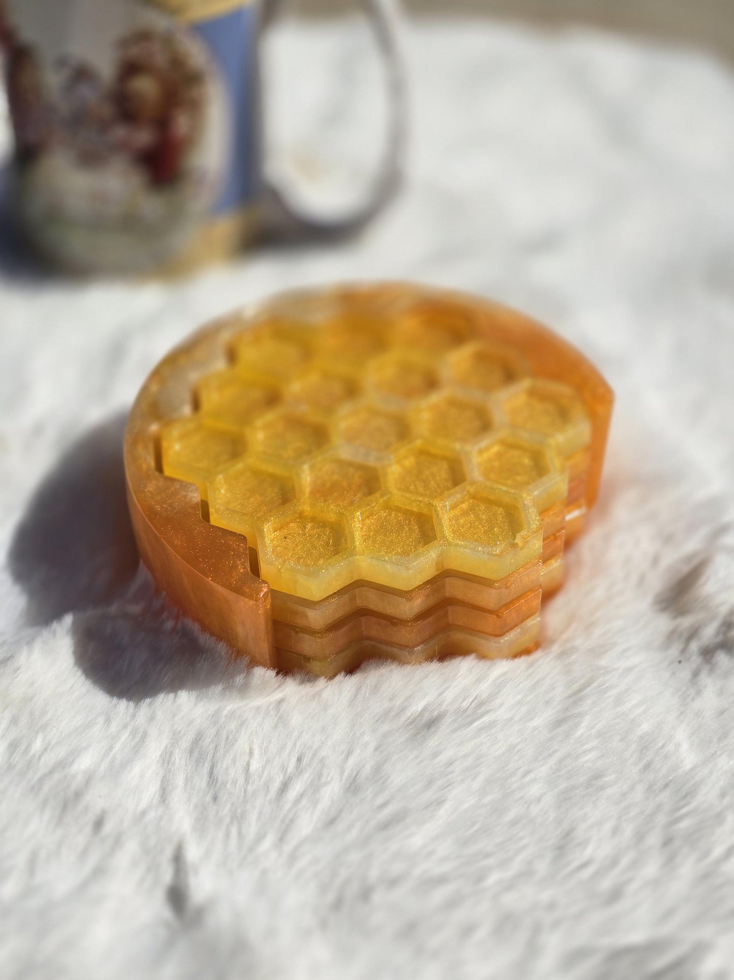 Honeycomb Coaster Set and Holder