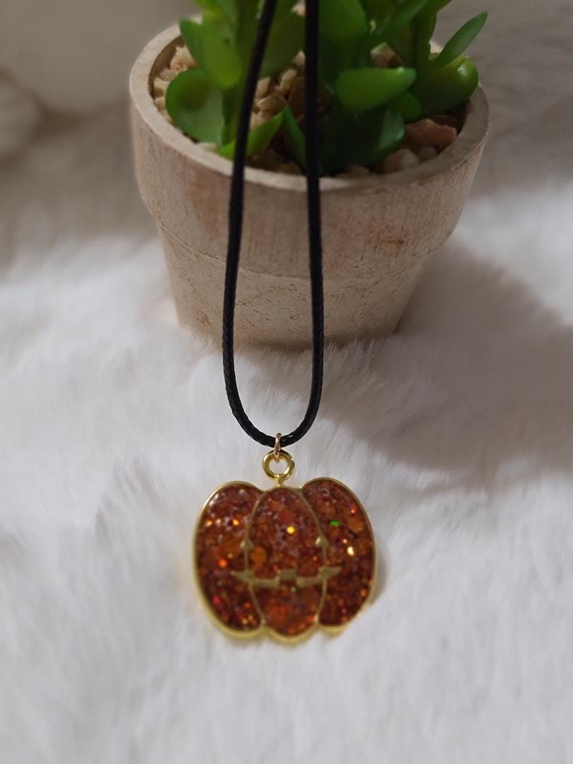 Orange glitter Pumpkin Necklace