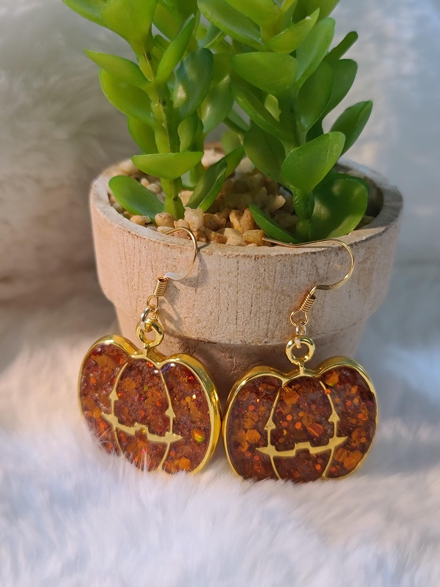 Orange glitter pumpkin Earrings