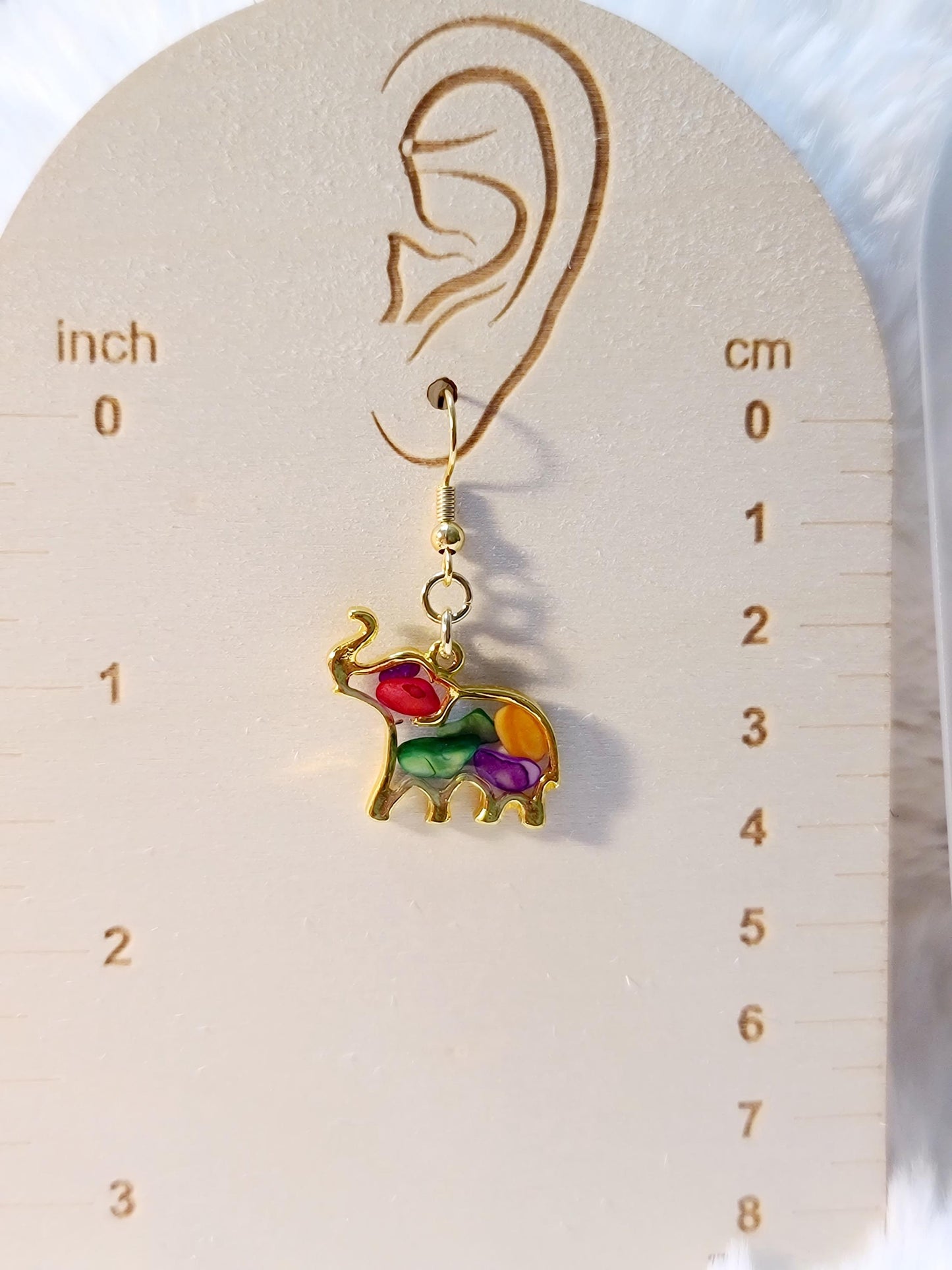 Multi-color stone Elephant Earrings