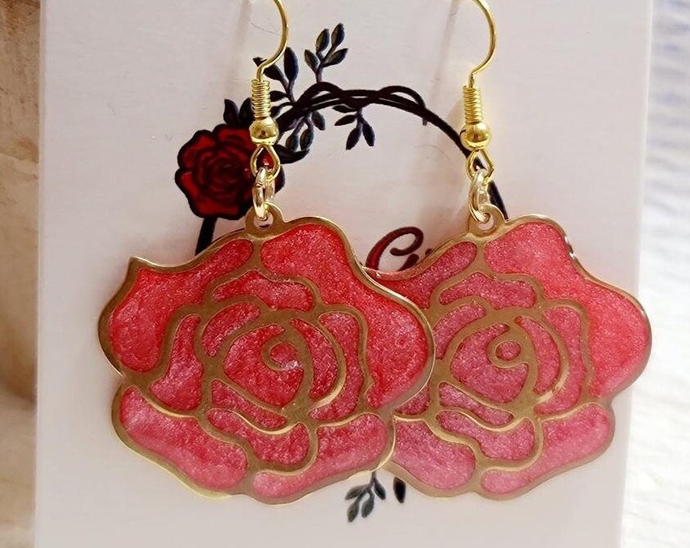 Red Rose Earrings