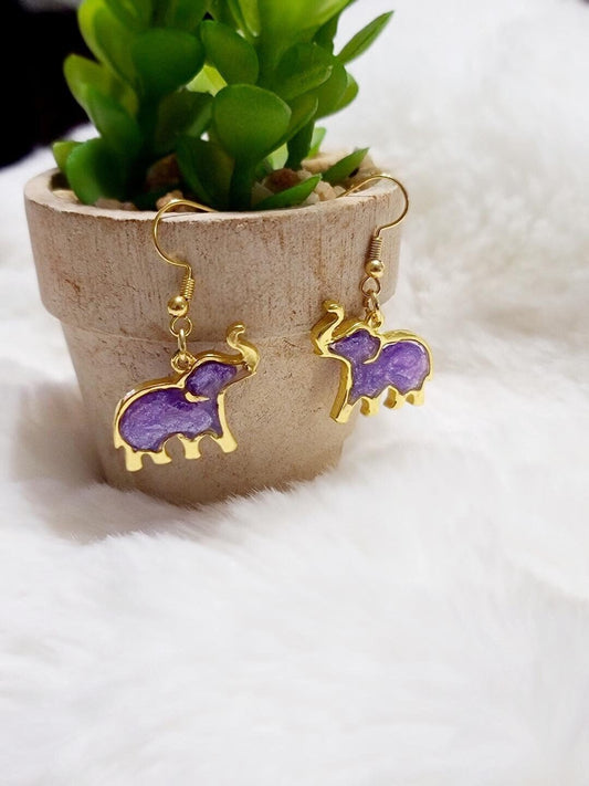 Purple Elephant Earrings