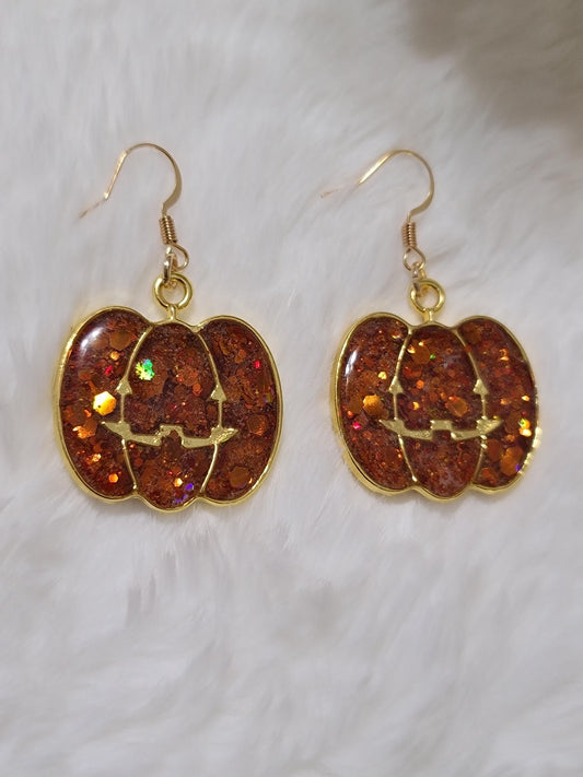 Orange glitter pumpkin Earrings