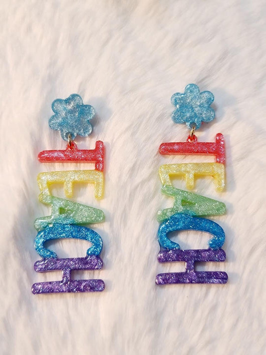 TEACH" Resin Dangle Earrings