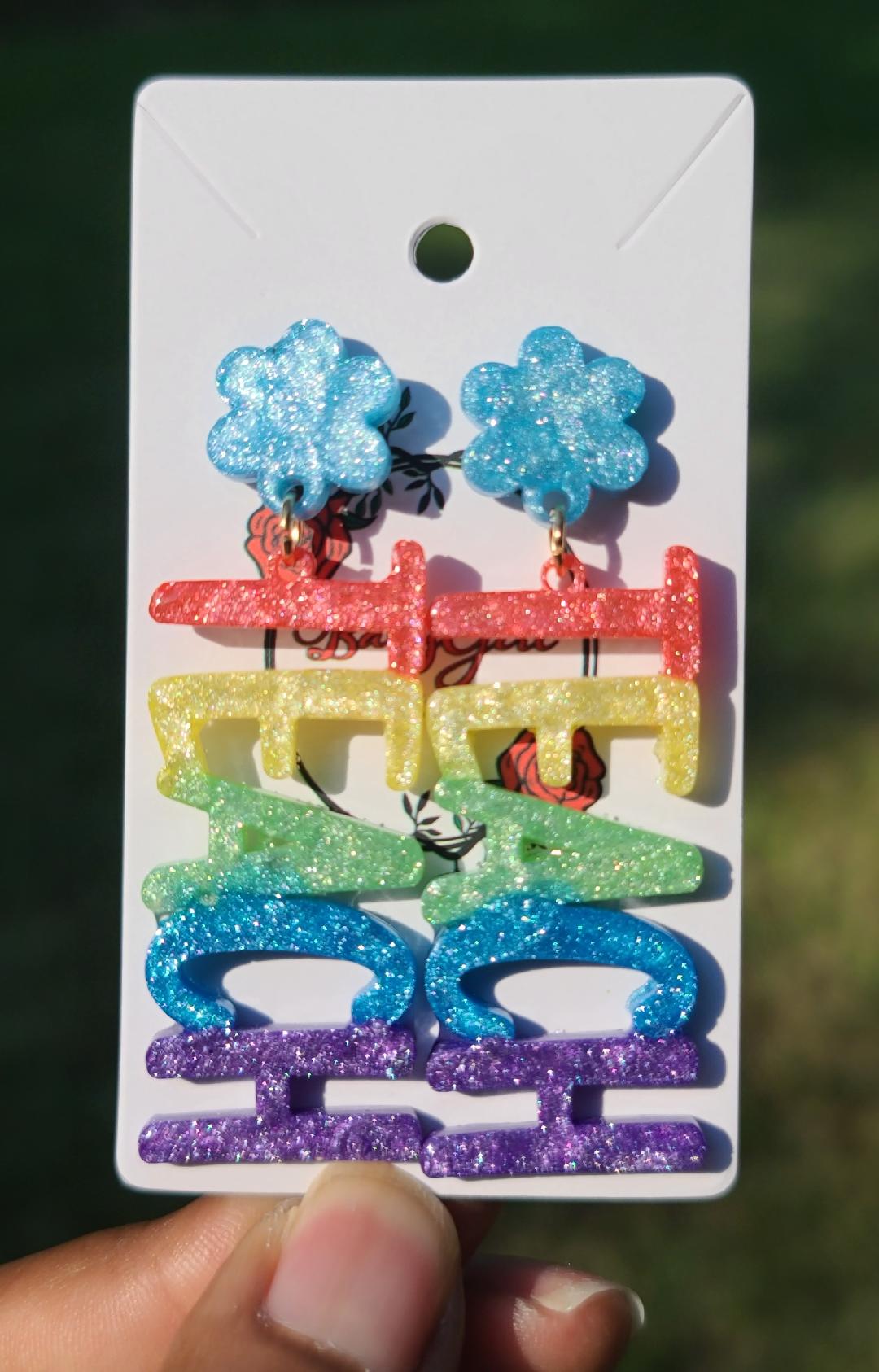 TEACH" Resin Dangle Earrings