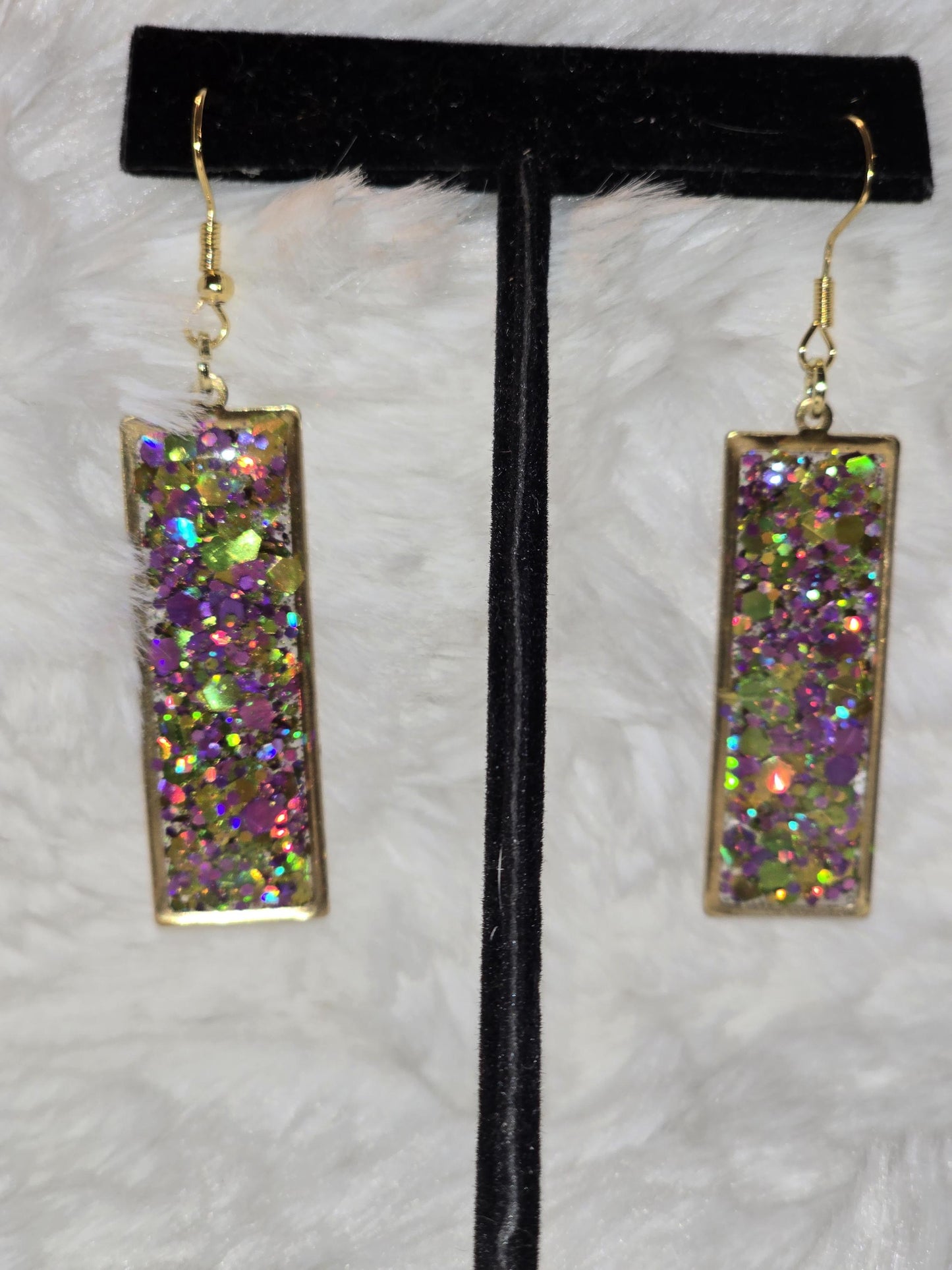 Mardi Gras Glitter Earrings