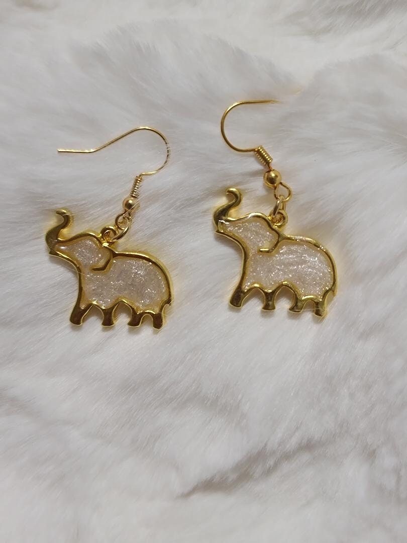 White elephant earrings