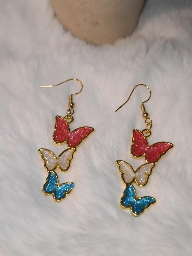 Red, White, and Blue Butterfly earrings