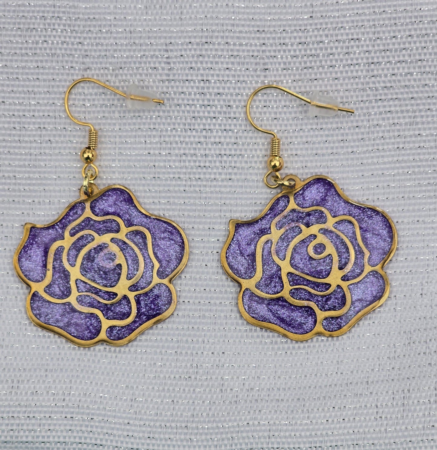 Purple Rose Earrings