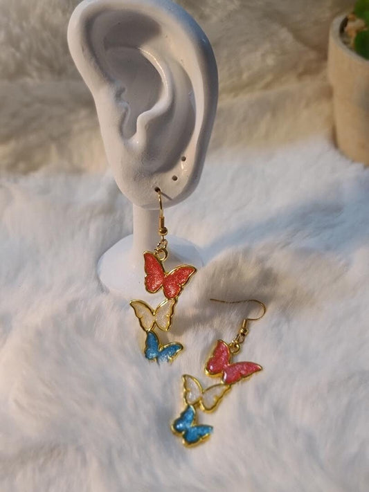 Red, White, and Blue Butterfly earrings