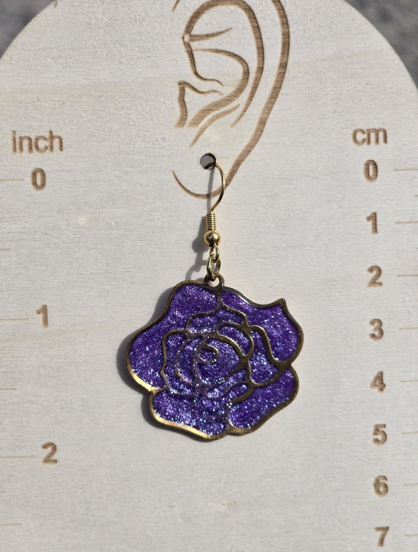 Purple Rose Earrings