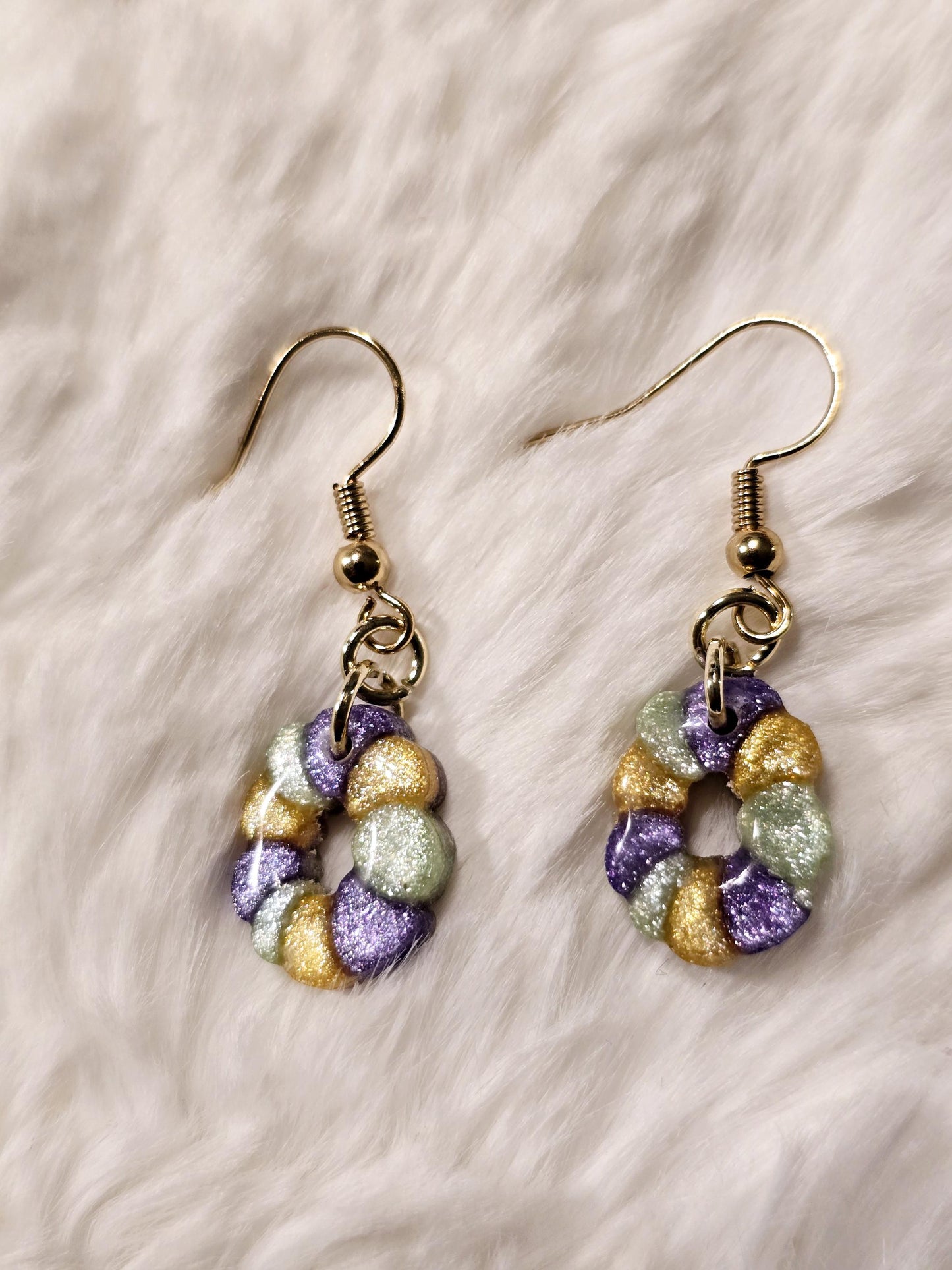 Mardi Gras King Cake Earrings