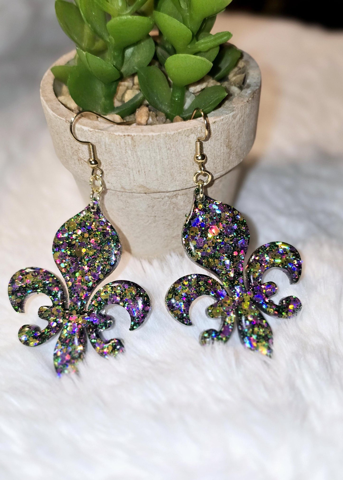 Mardi Gras Fleur de Lis Earrings
