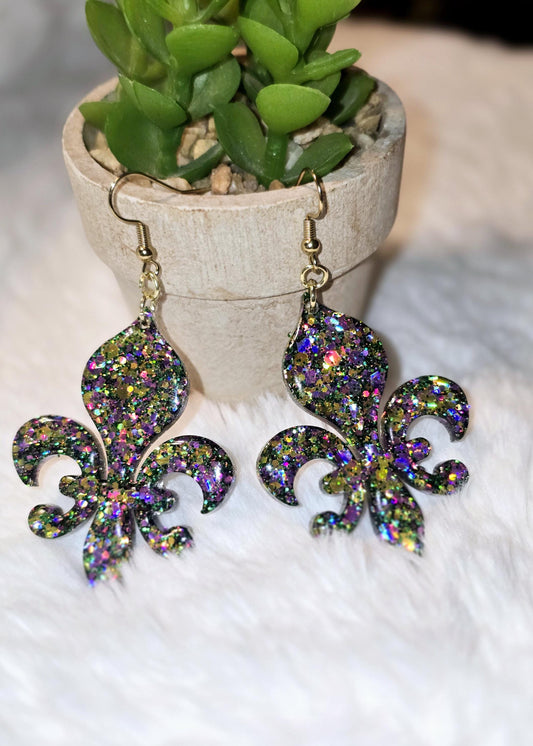 Mardi Gras Fleur de Lis Earrings