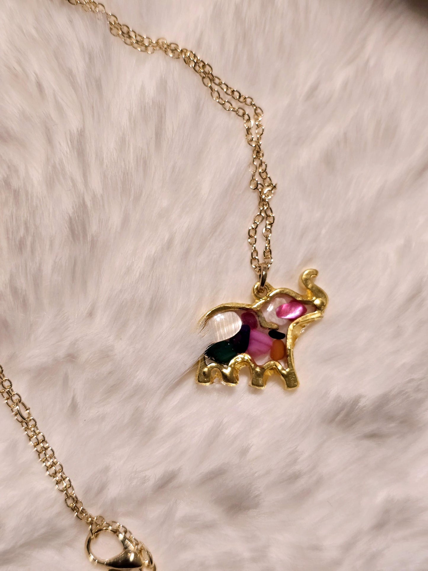 Multi-color stone Elephant necklace