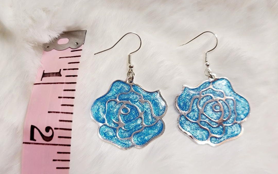 Blue Rose Earrings