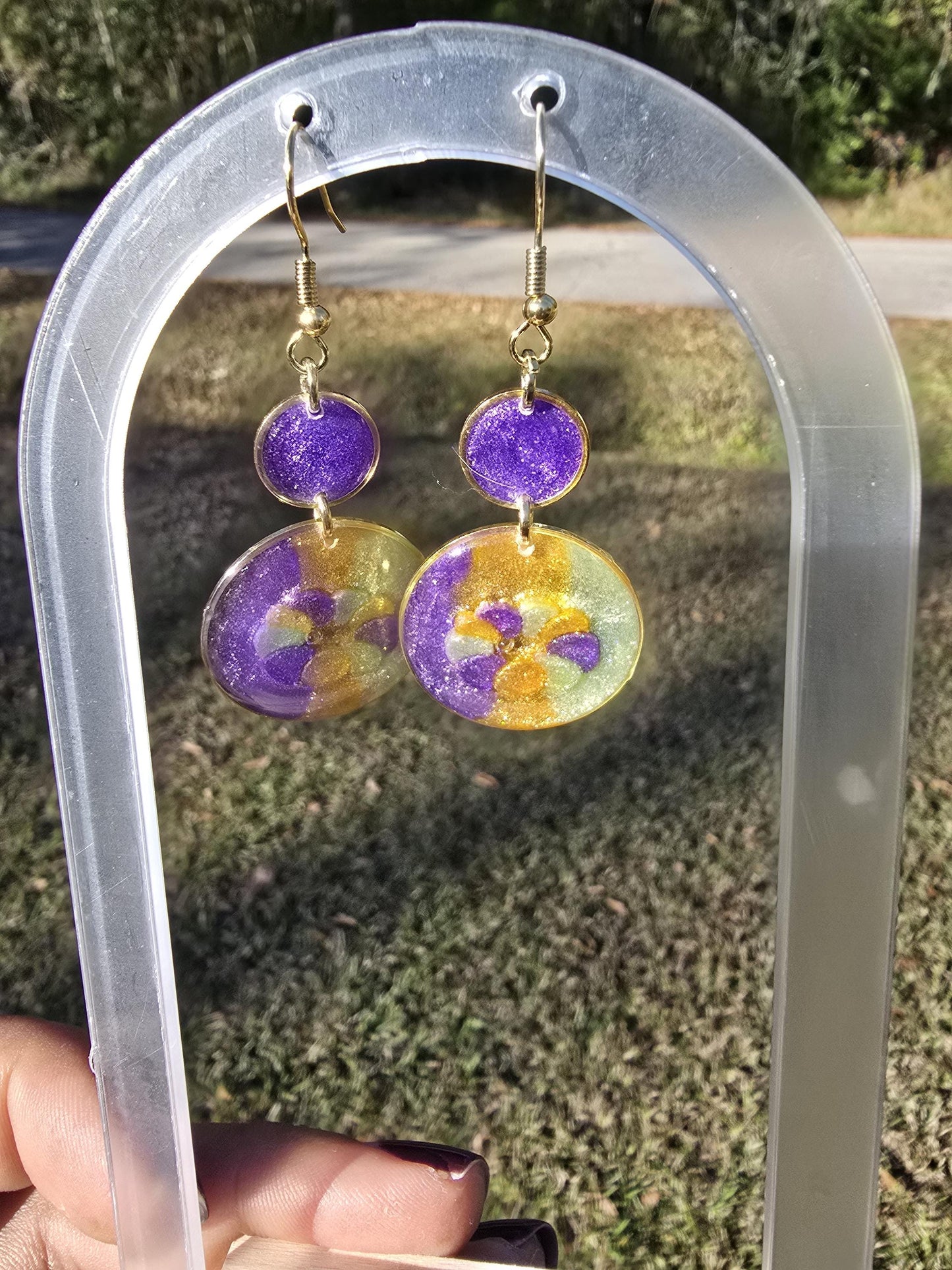Mardi Gras King Cake Round Earrings