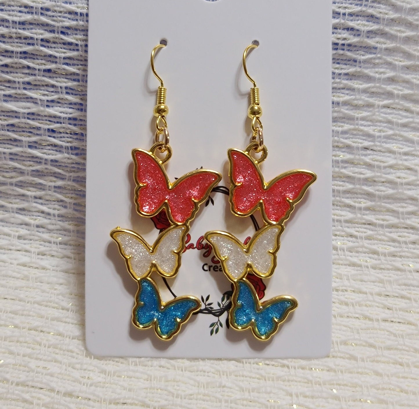Red, White, and Blue Butterfly earrings