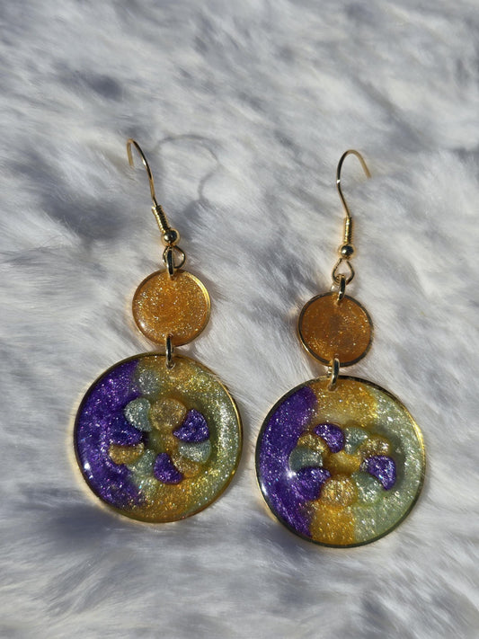 Mardi Gras King Cake Round Earrings