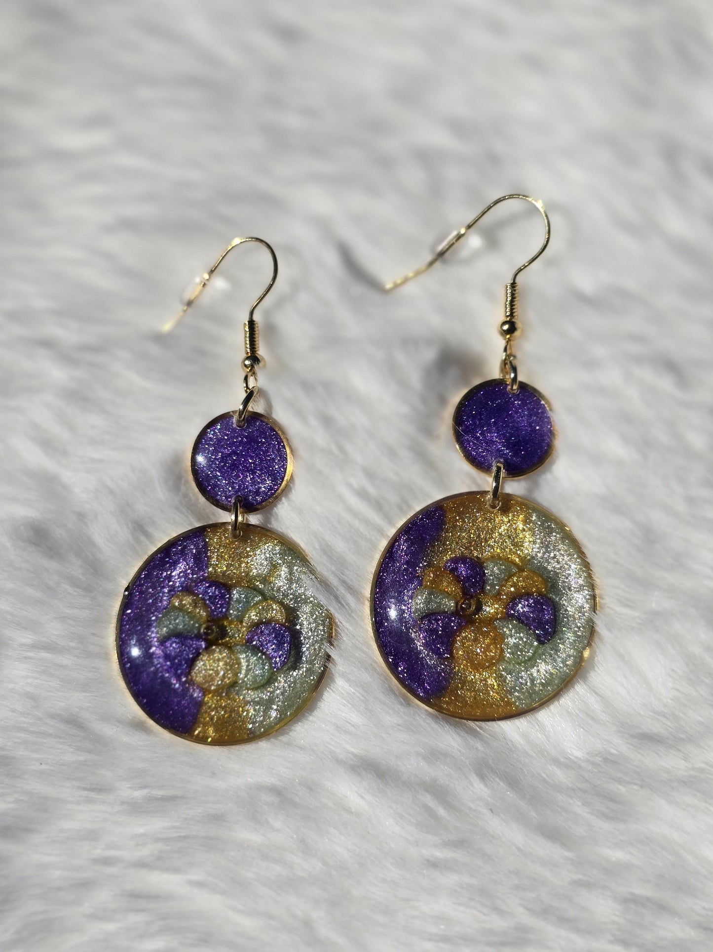 Mardi Gras King Cake Round Earrings