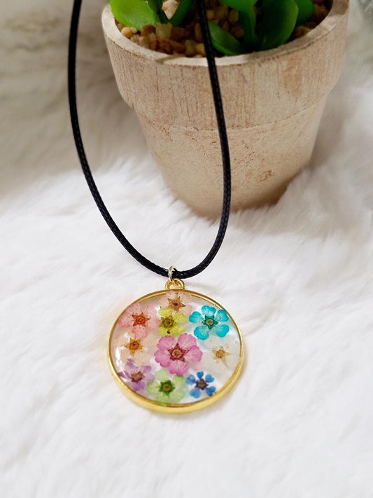Multi-color flower Circle Necklace