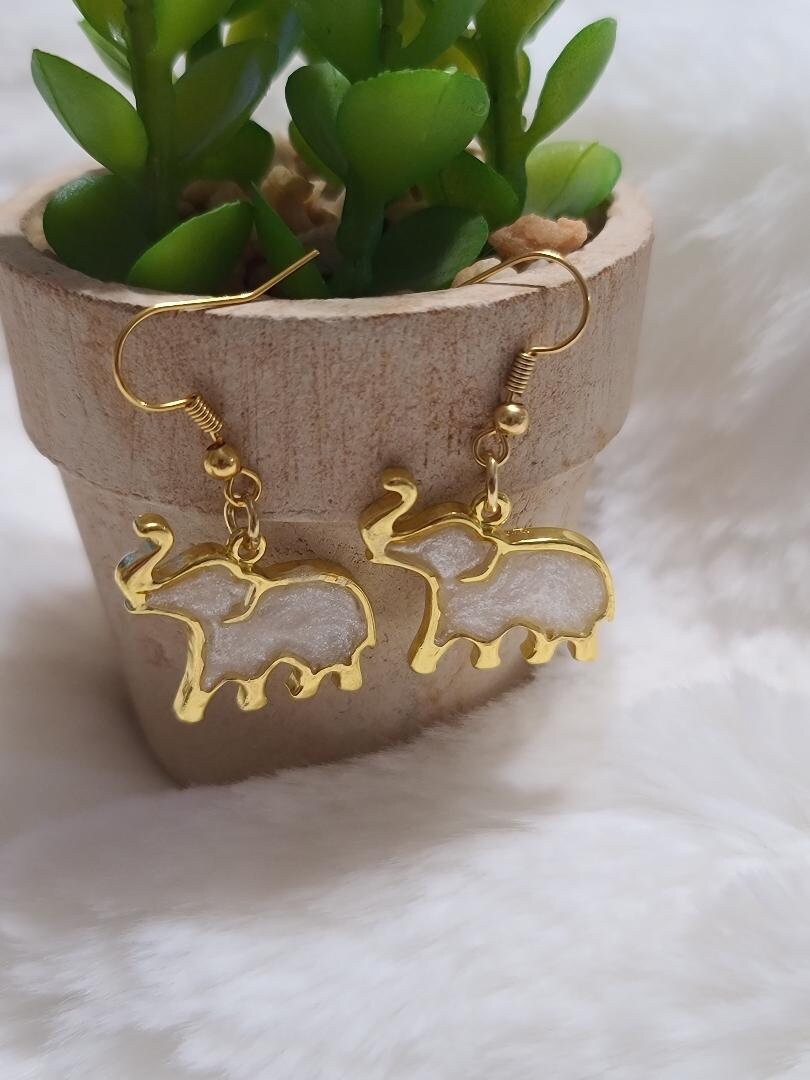 White elephant earrings