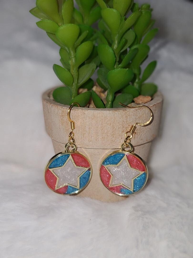 Patriotic White Star Earrings