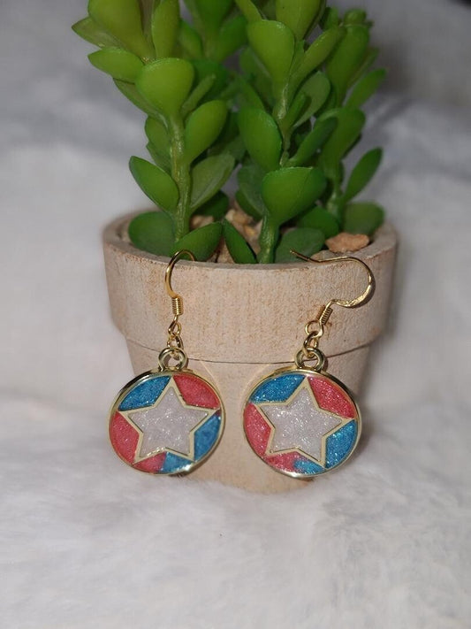 Patriotic White Star Earrings