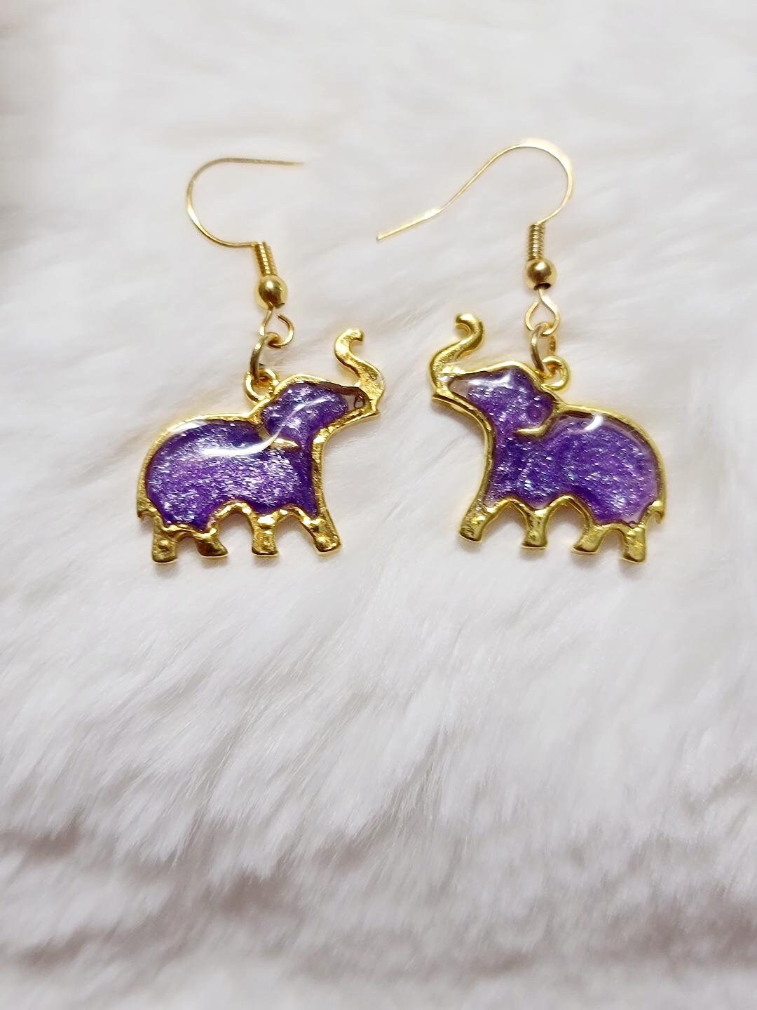 Purple Elephant Earrings