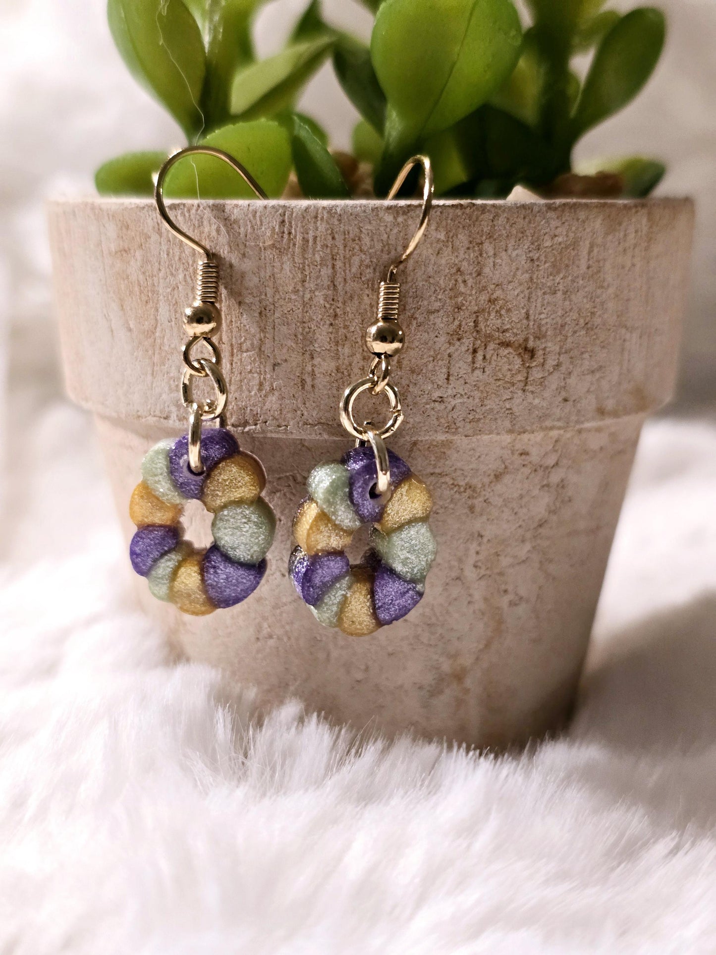 Mardi Gras King Cake Earrings