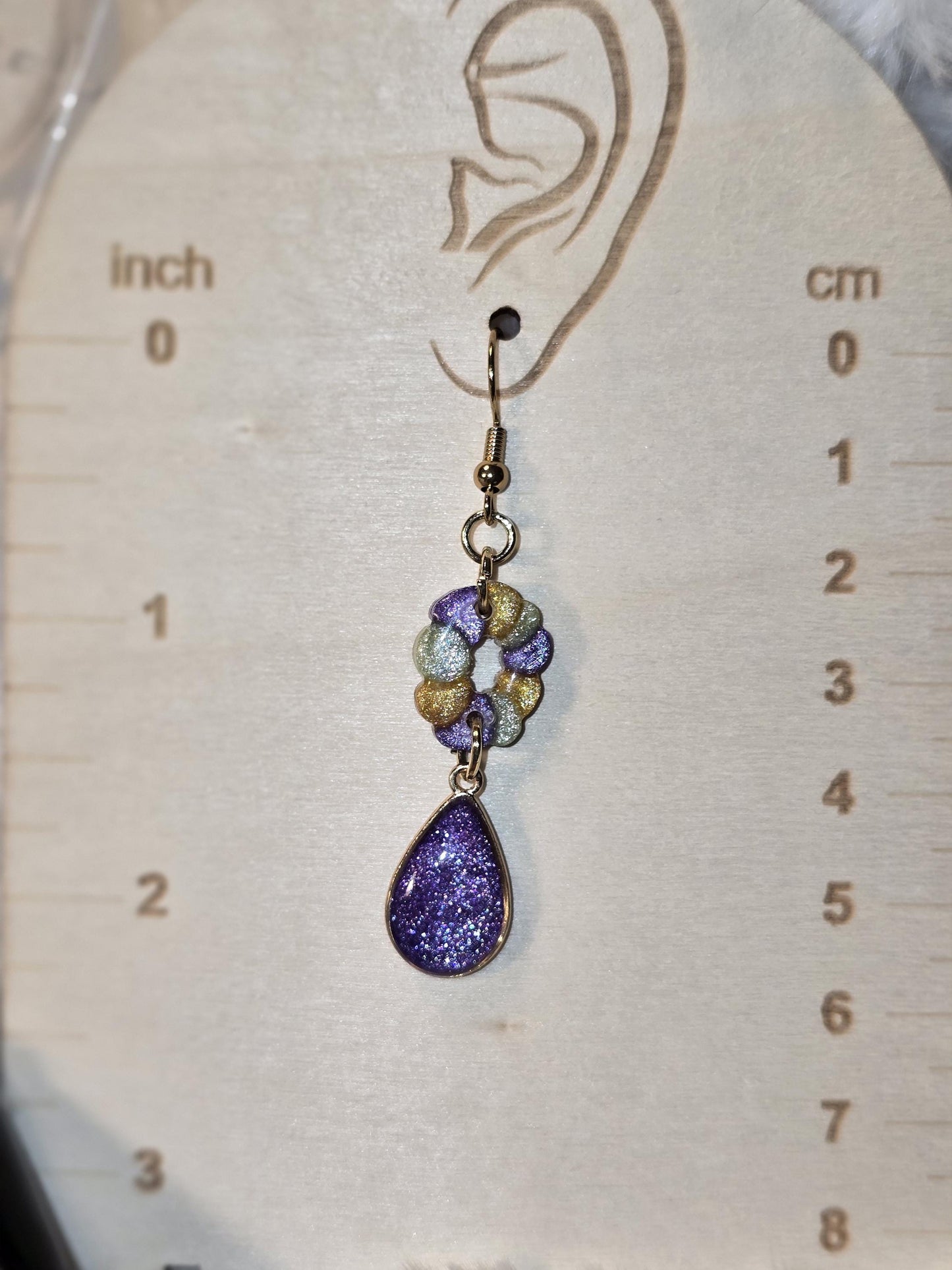 Mardi Gras King Cake teardrop Pendent Earrings