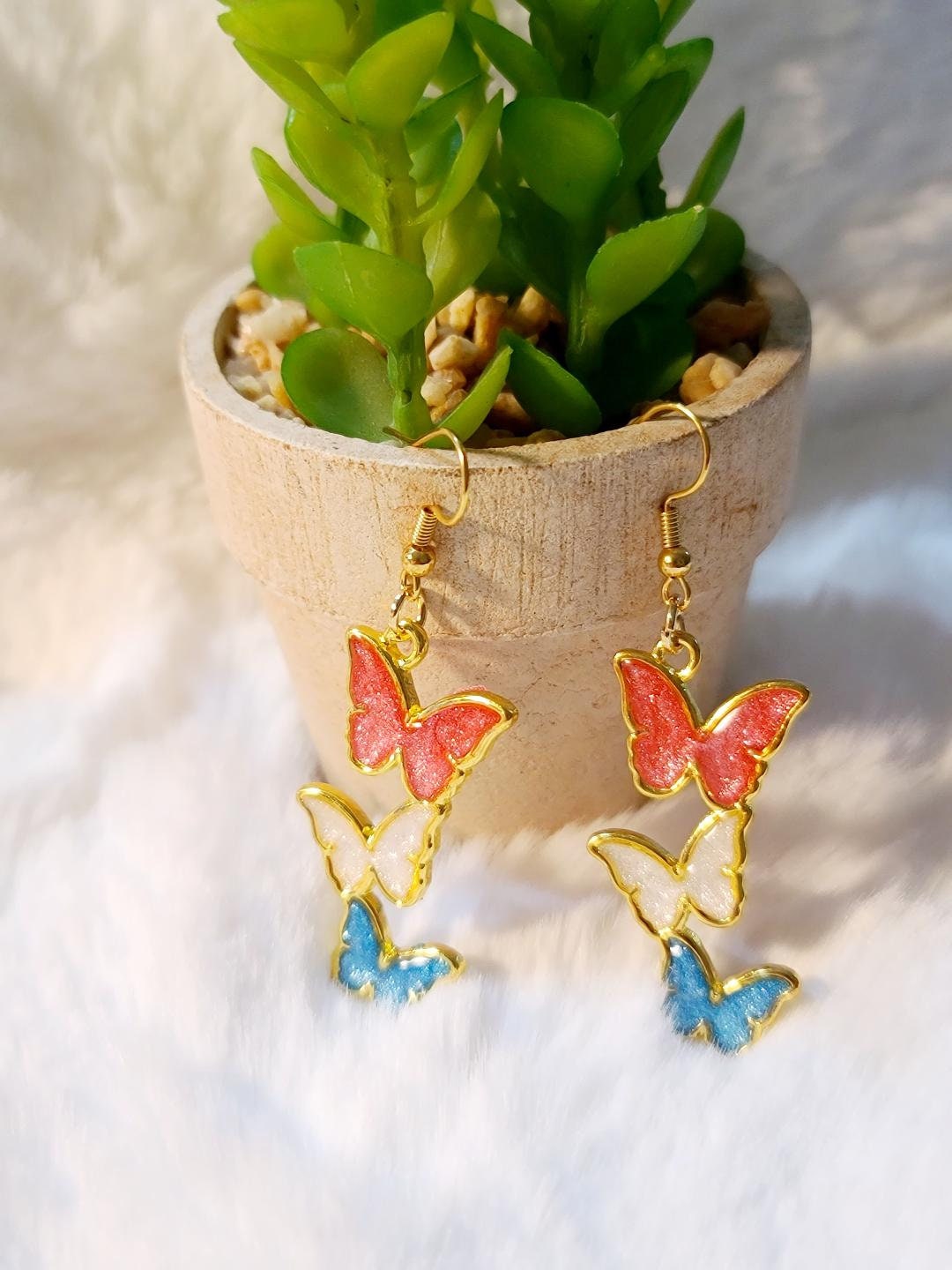 Red, White, and Blue Butterfly earrings