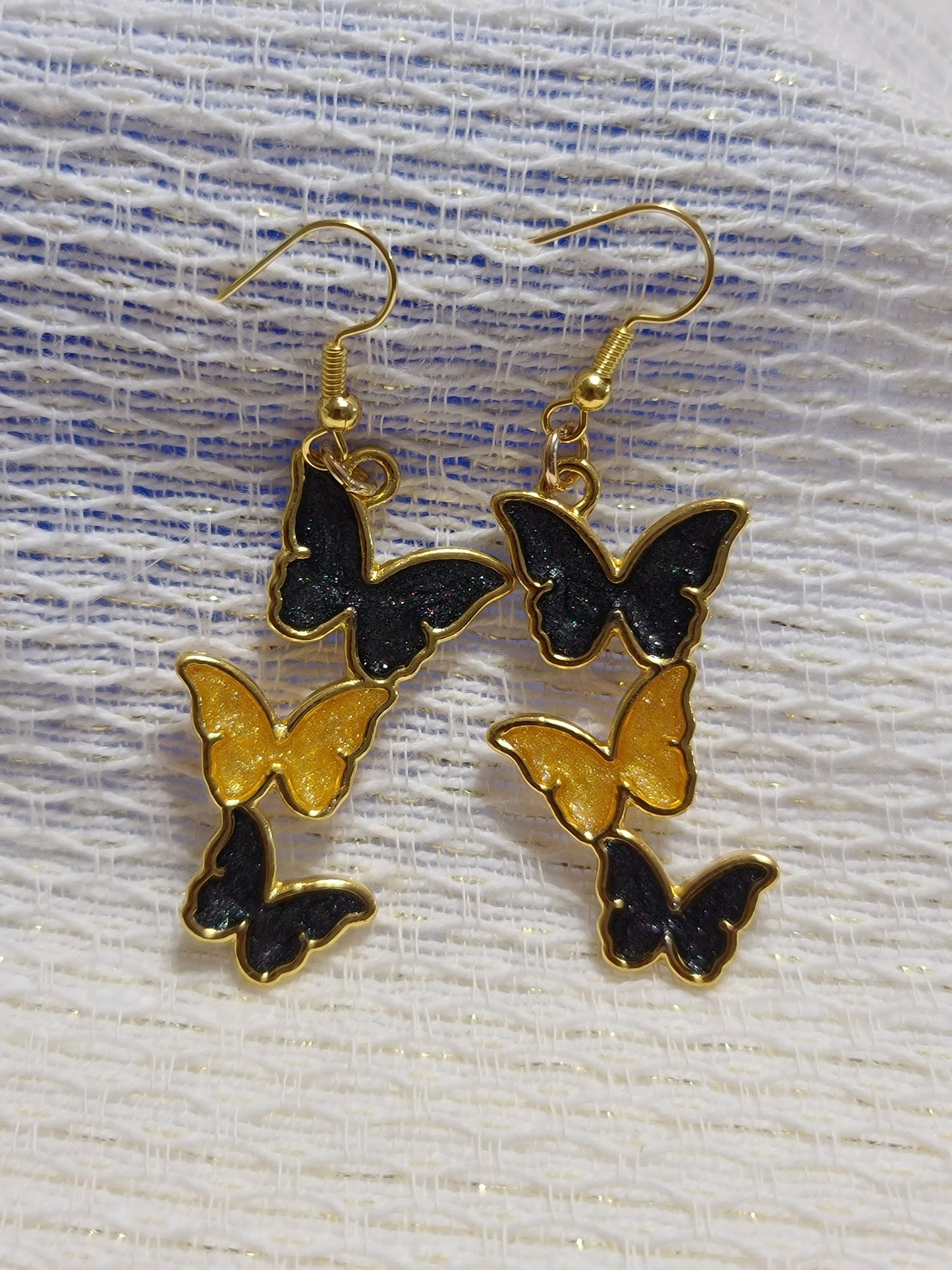 Black and Gold Butterfly Earrings