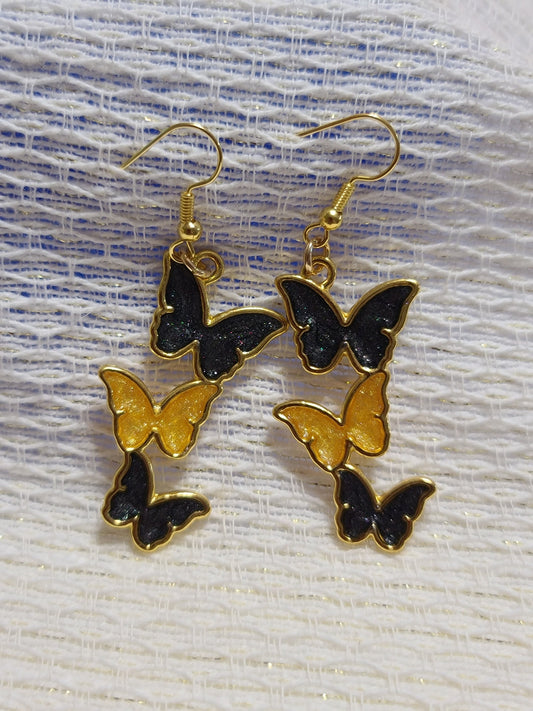 Black and Gold Butterfly Earrings