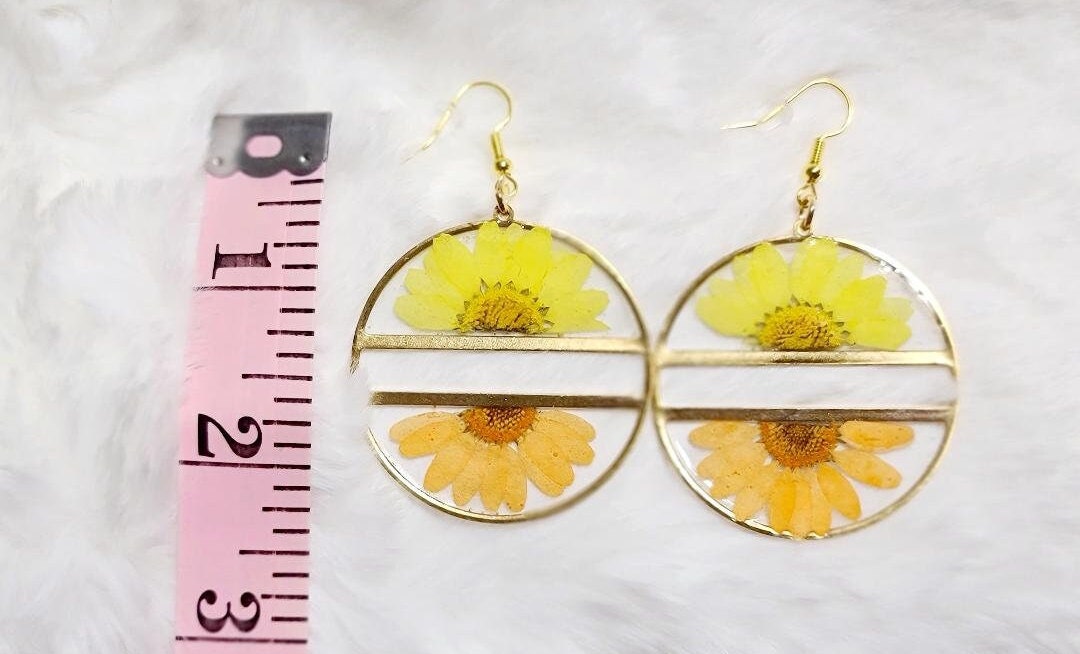 Yellow and Orange Daisy Earrings