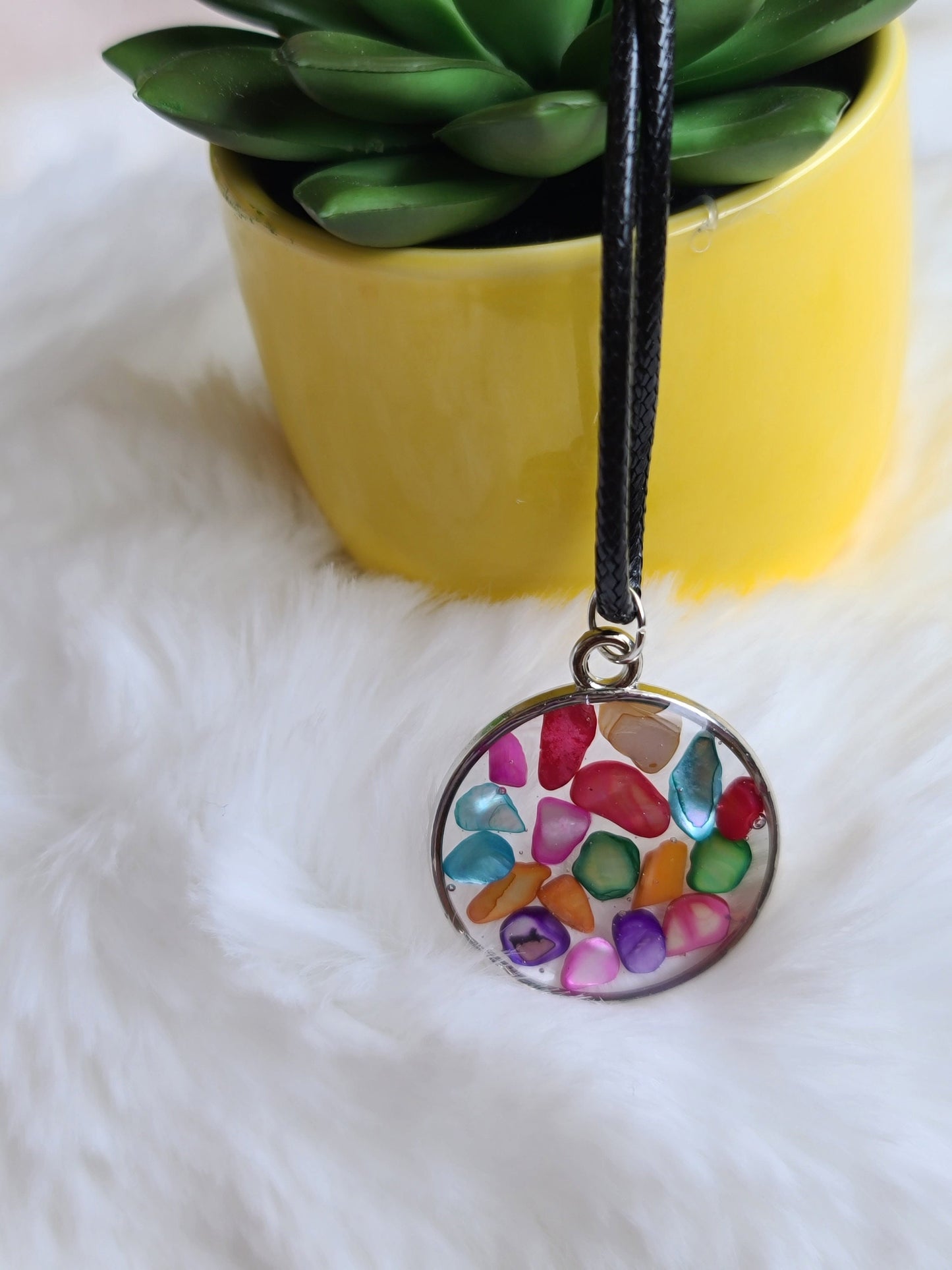Multi-color Circle Pendant Necklace