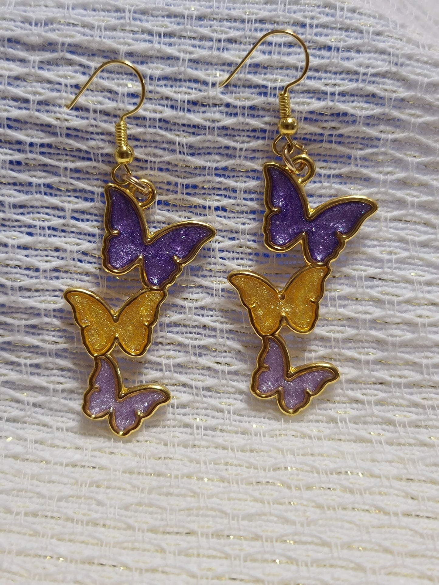 Purple and Gold Butterfly Earrings