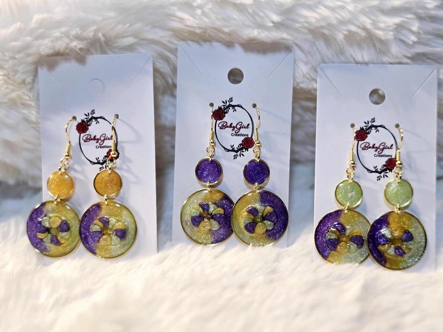 Mardi Gras King Cake Round Earrings