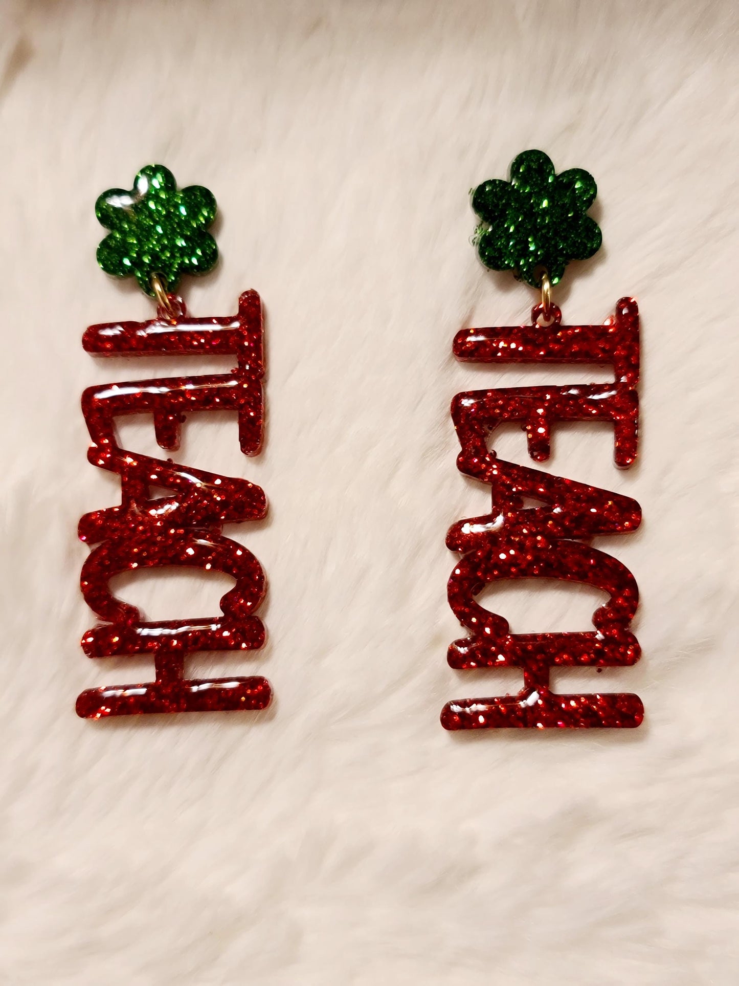 TEACH" Resin Dangle Earrings