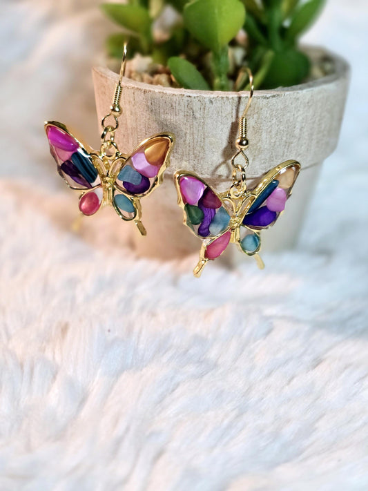 Multi-colored Butterfly Earrings