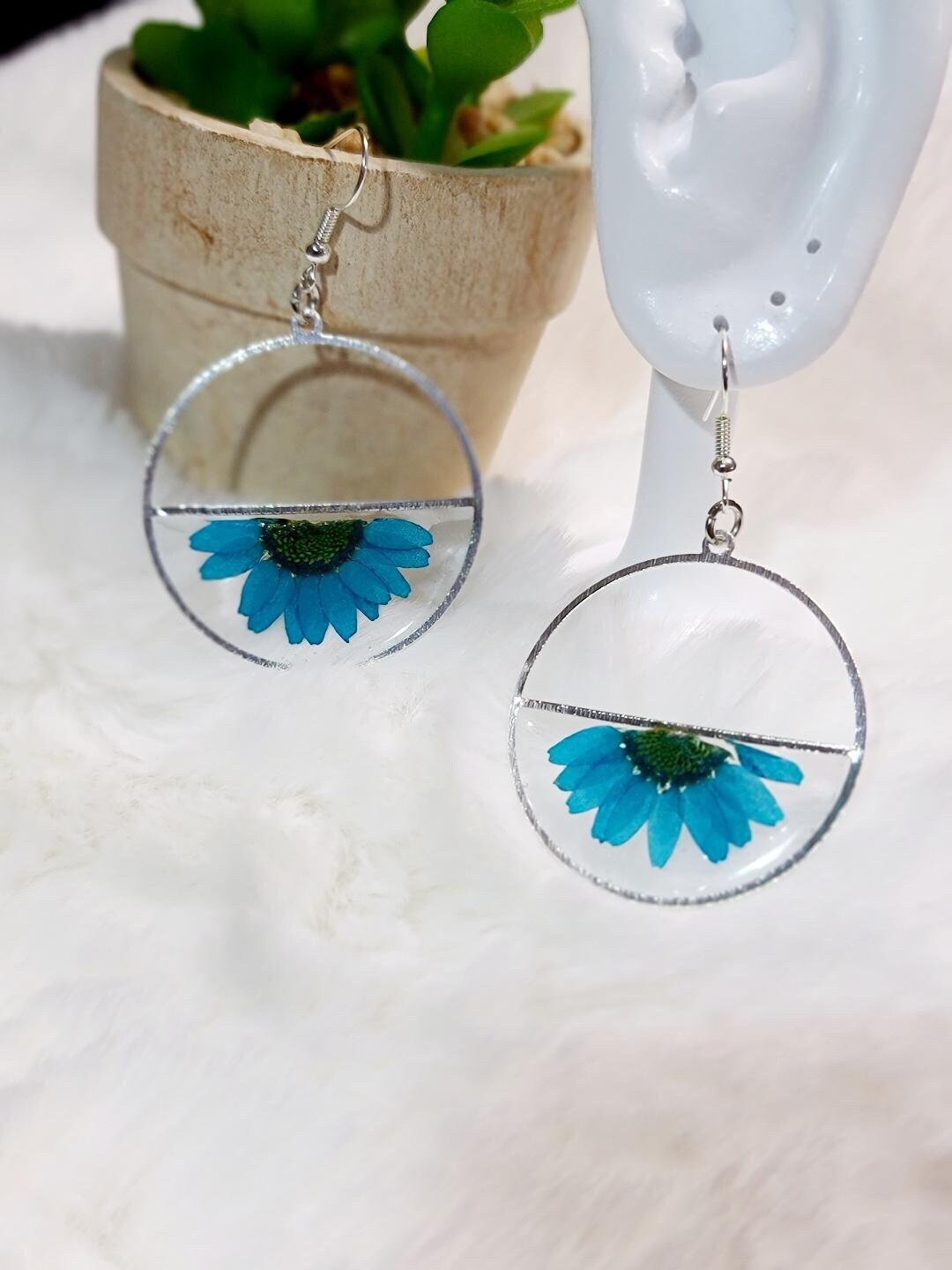 Blue Daisy Earrings
