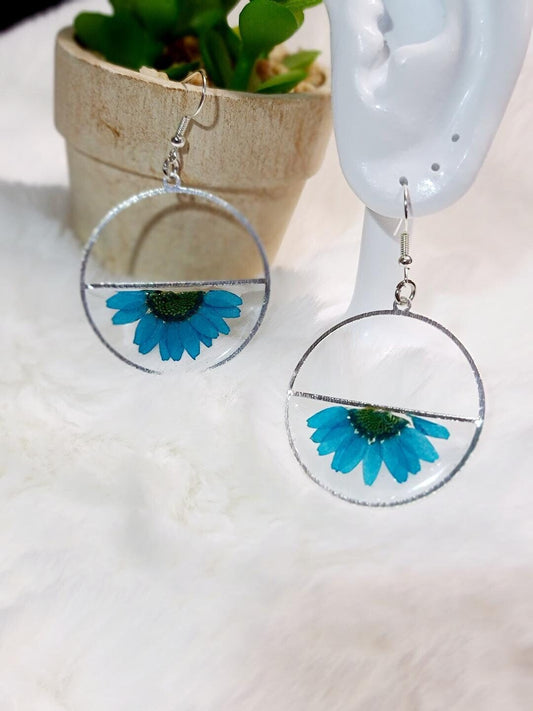 Blue Daisy Earrings