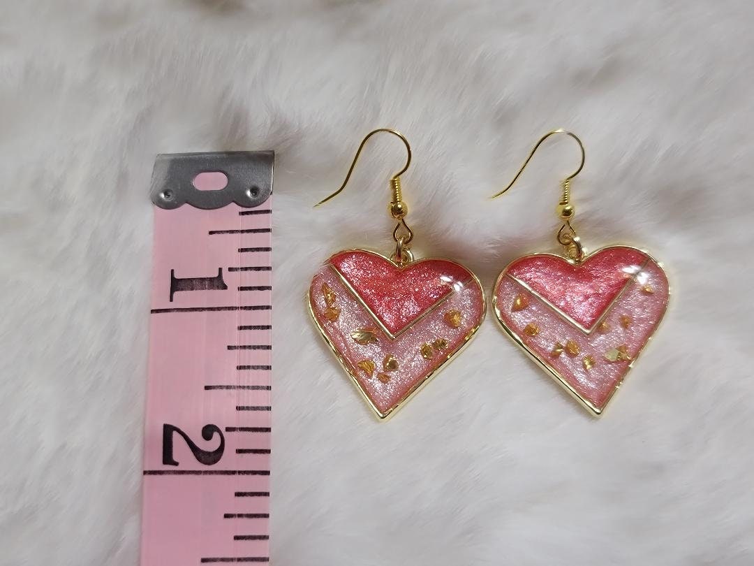 Red Pink Heart Earrings