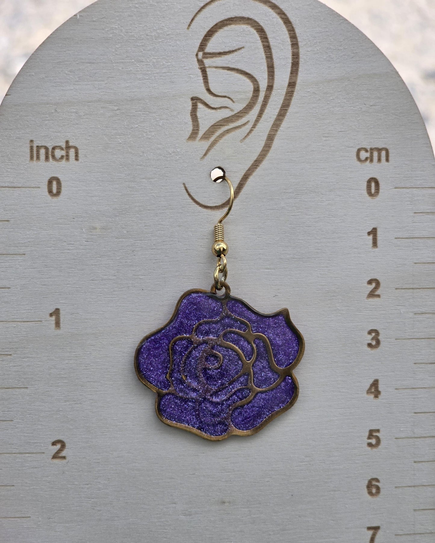 Purple Rose Earrings