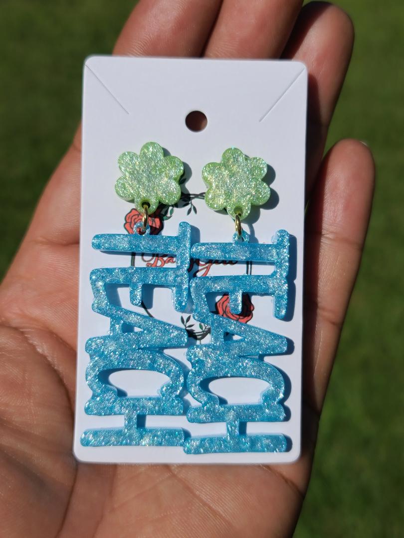 TEACH" Resin Dangle Earrings