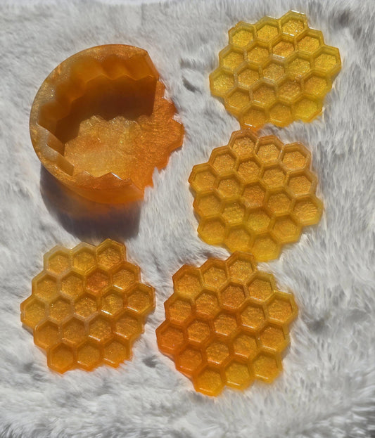 Honeycomb Coaster Set and Holder