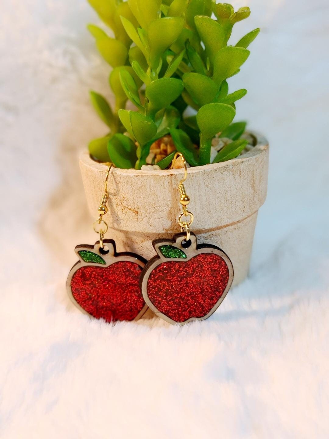 Apple Wooden Earrings