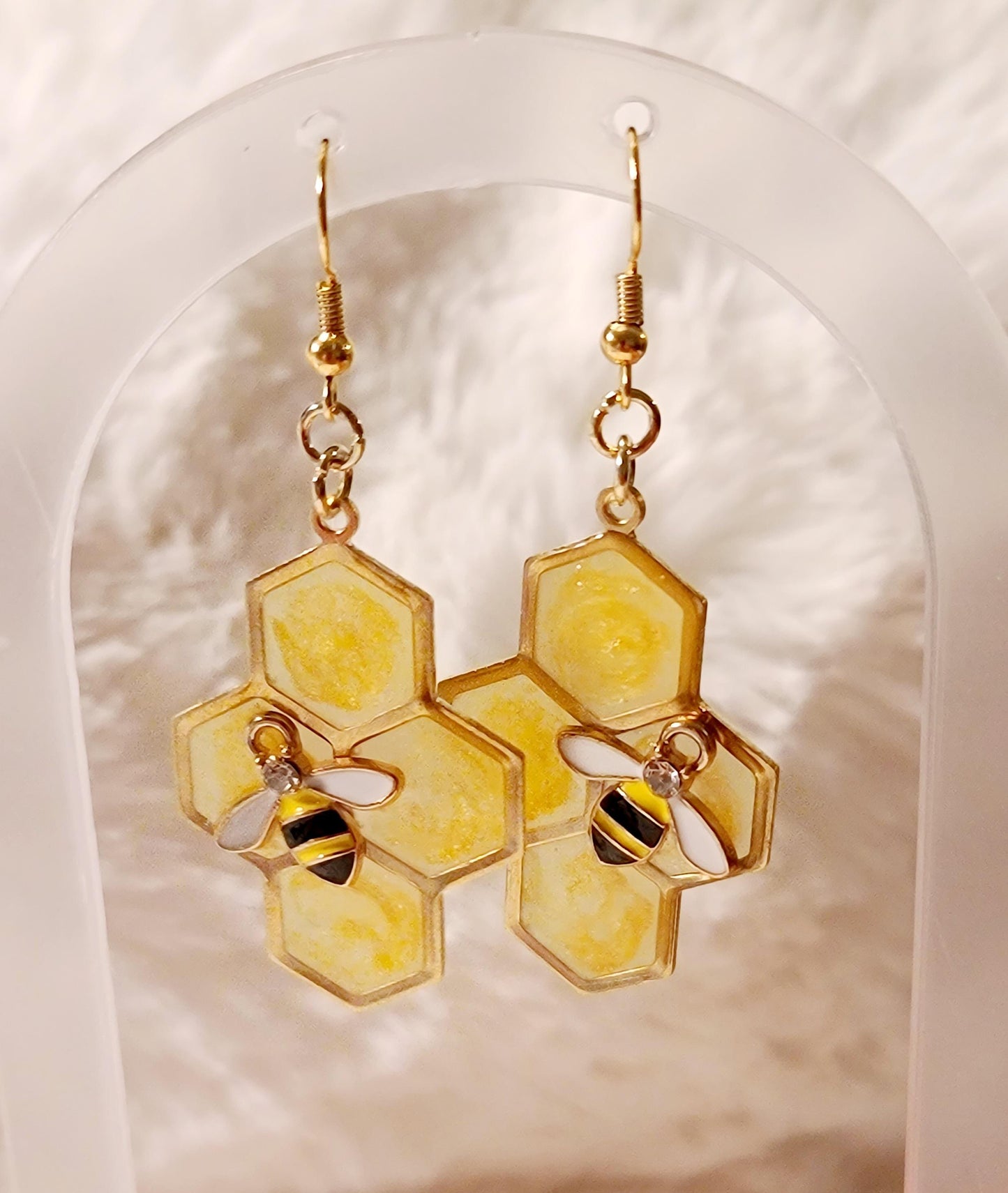 Honeycomb Bee Earrings