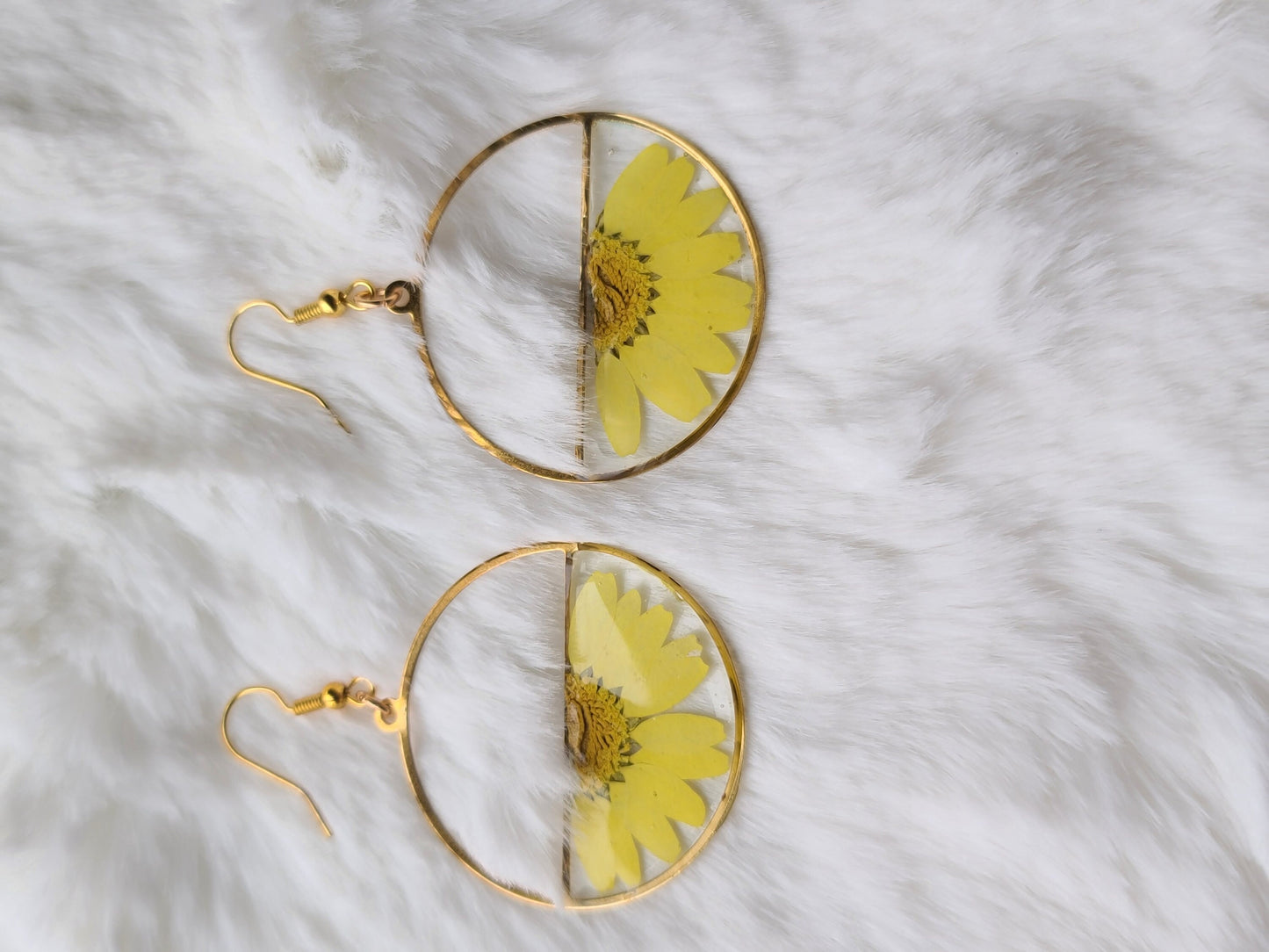 Yellow Daisy Hoop Earrings